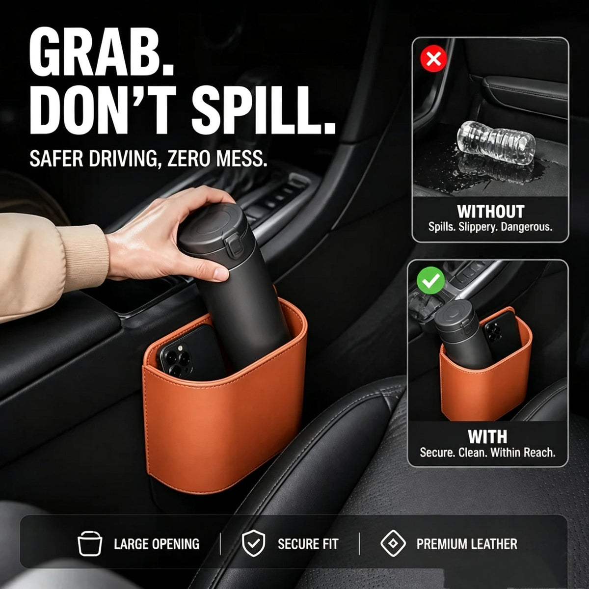 🚗 Buy 2, Get 1 FREE — Leather Car Door Organizer