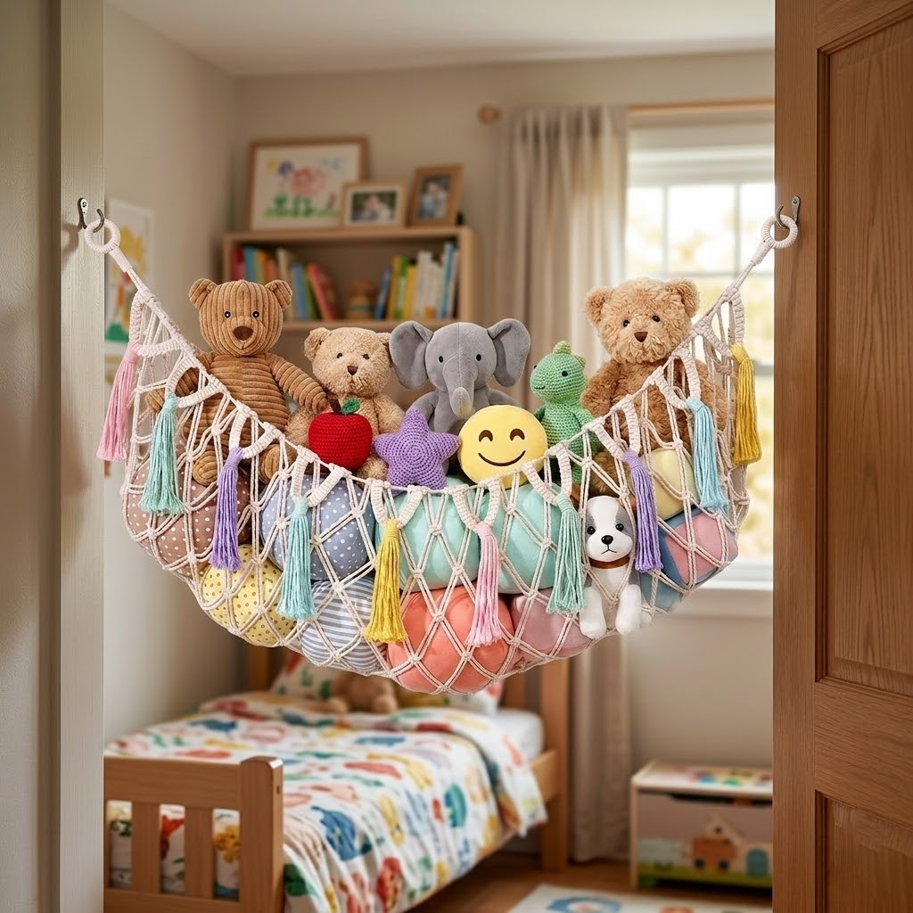 Toy storage hammock toy decoration mesh bag