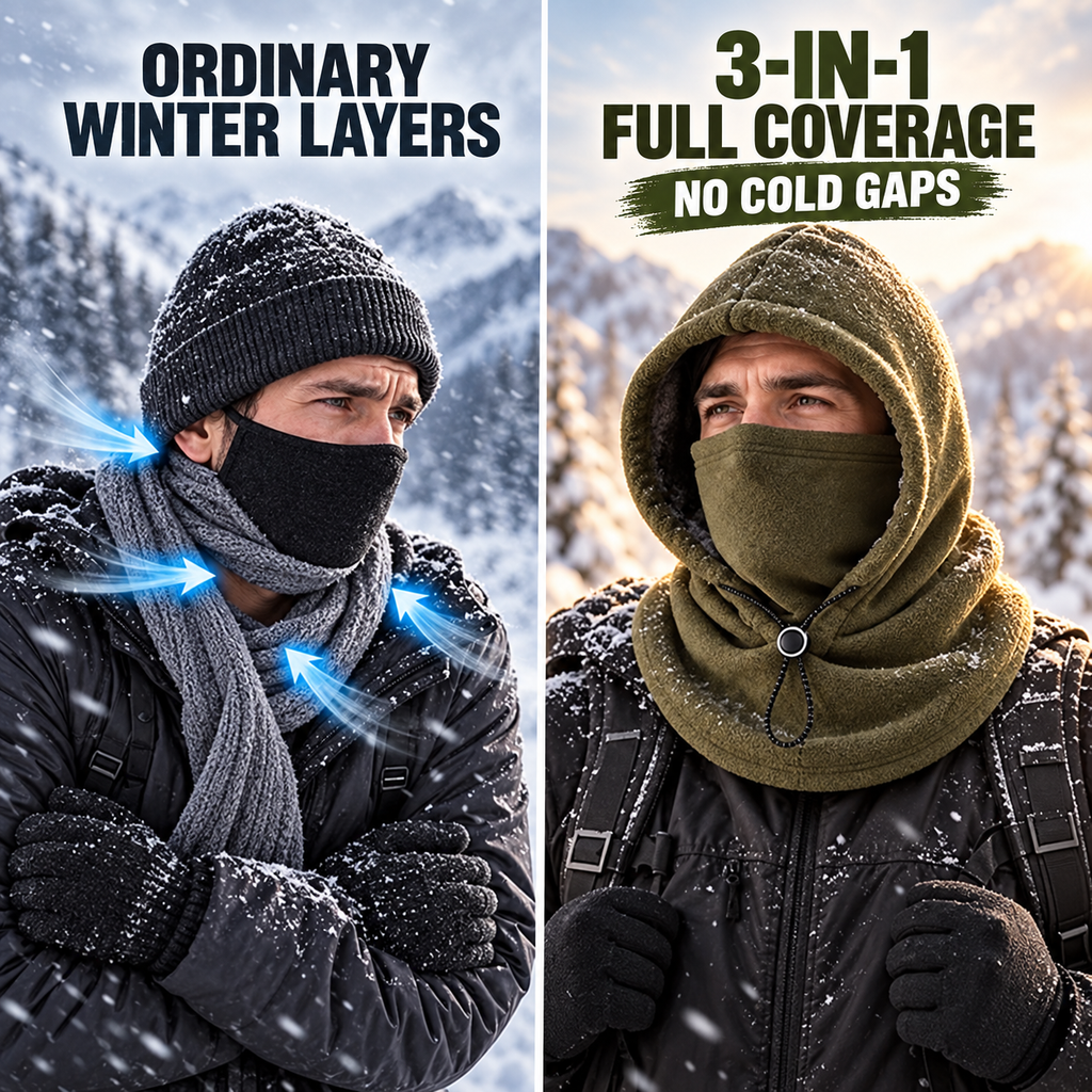 3-in-1 Thermal Fleece Hood for Full Winter Protection 🧣