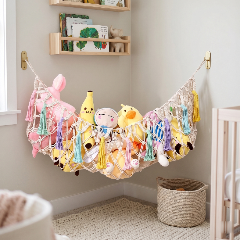 Toy storage hammock toy decoration mesh bag