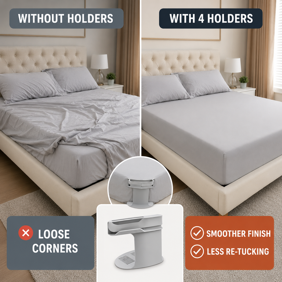 🛏️ Bed Sheet Corner Holders Help Keep Sheets From Slipping