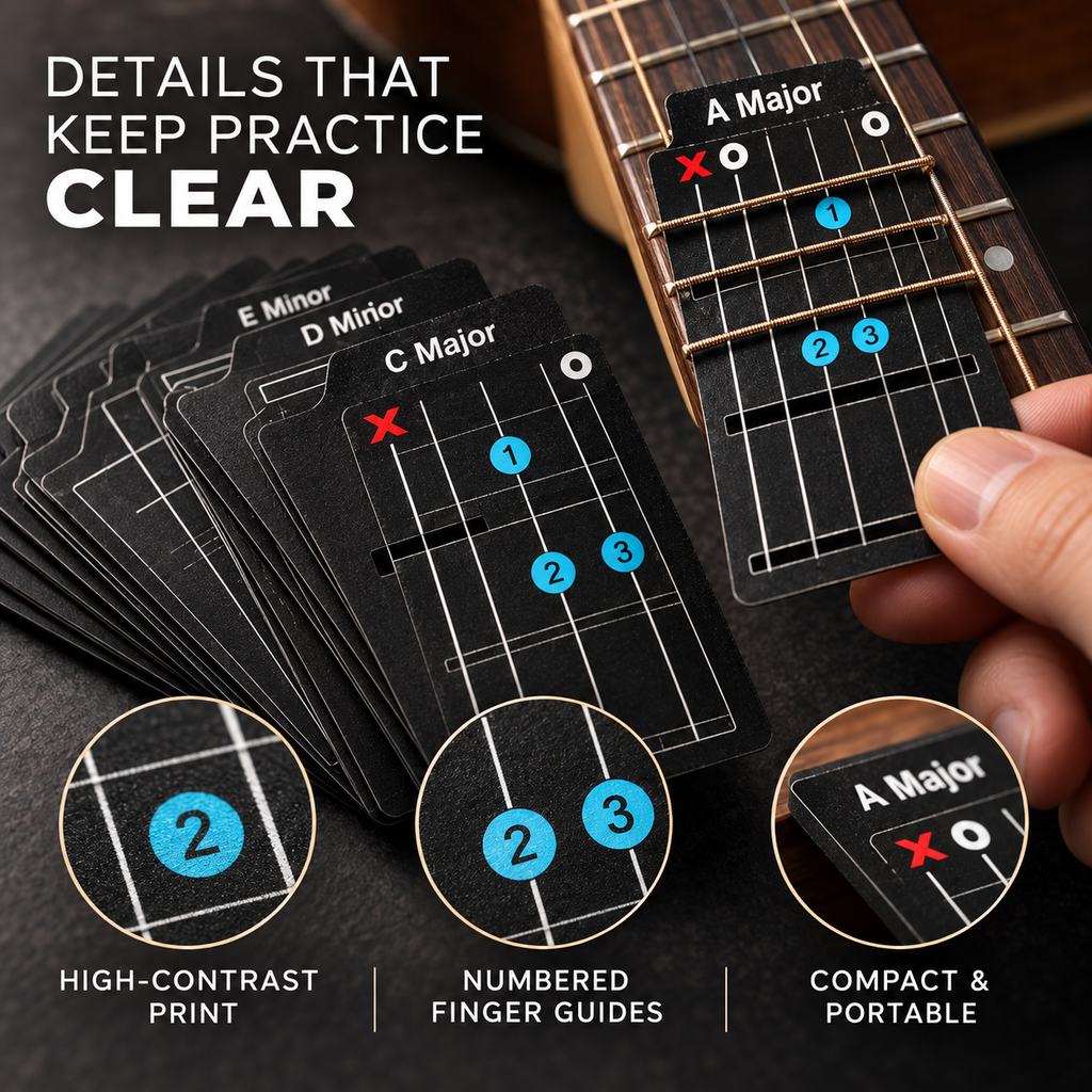 🎸 Guitar Chords Made Simple — 15 Visual Chord Cards for Beginners