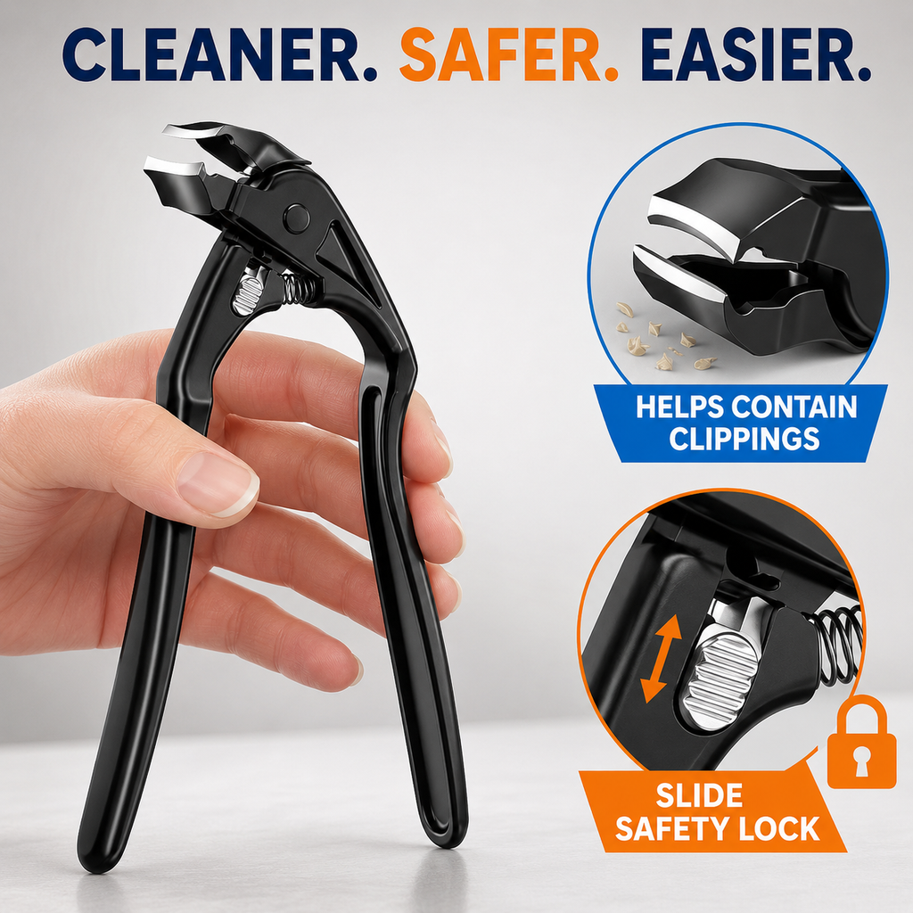 🔥BUY 1 GET 1 FREE✂️ Black Curved Nail Clipper – Ergonomic & Easy for Seniors 🖤