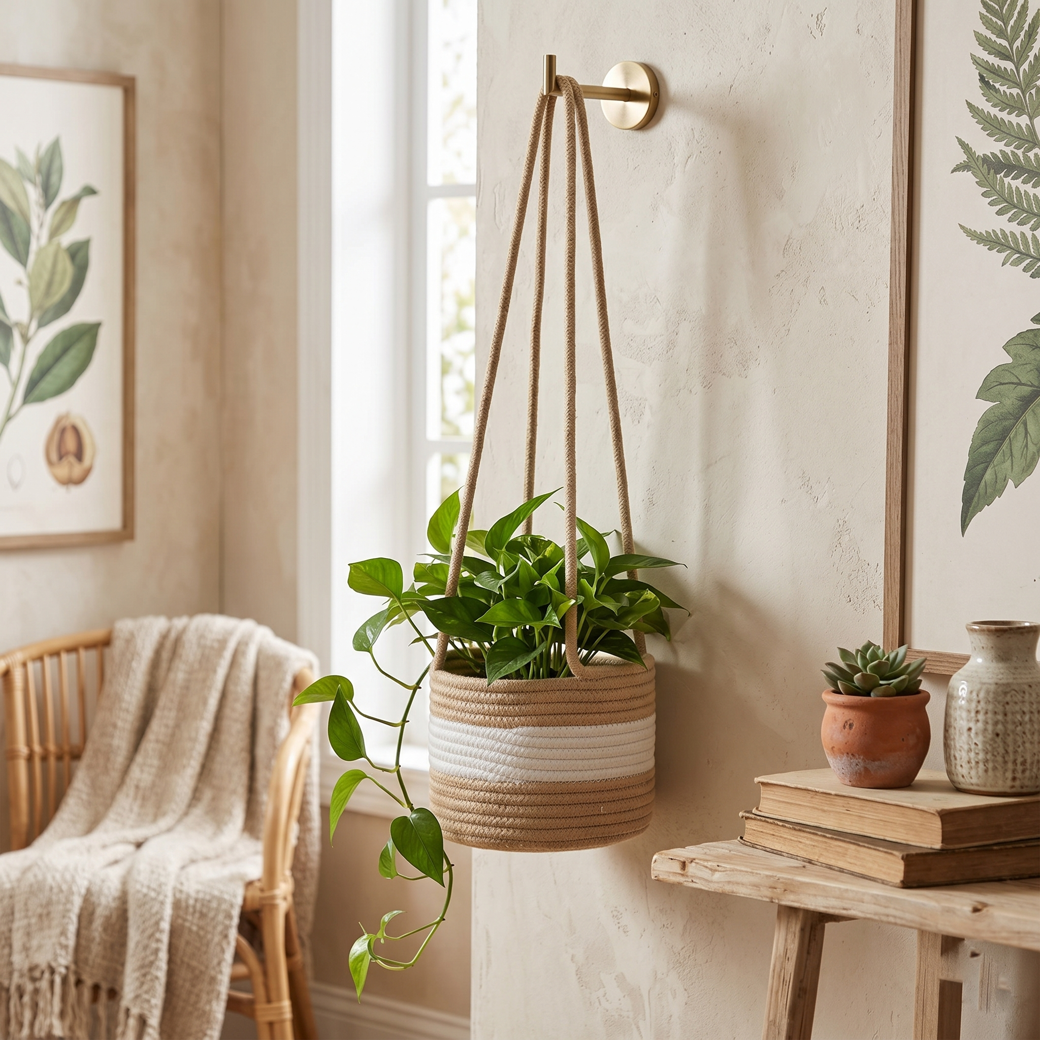 Handwoven Cotton Rope Hanging Planter