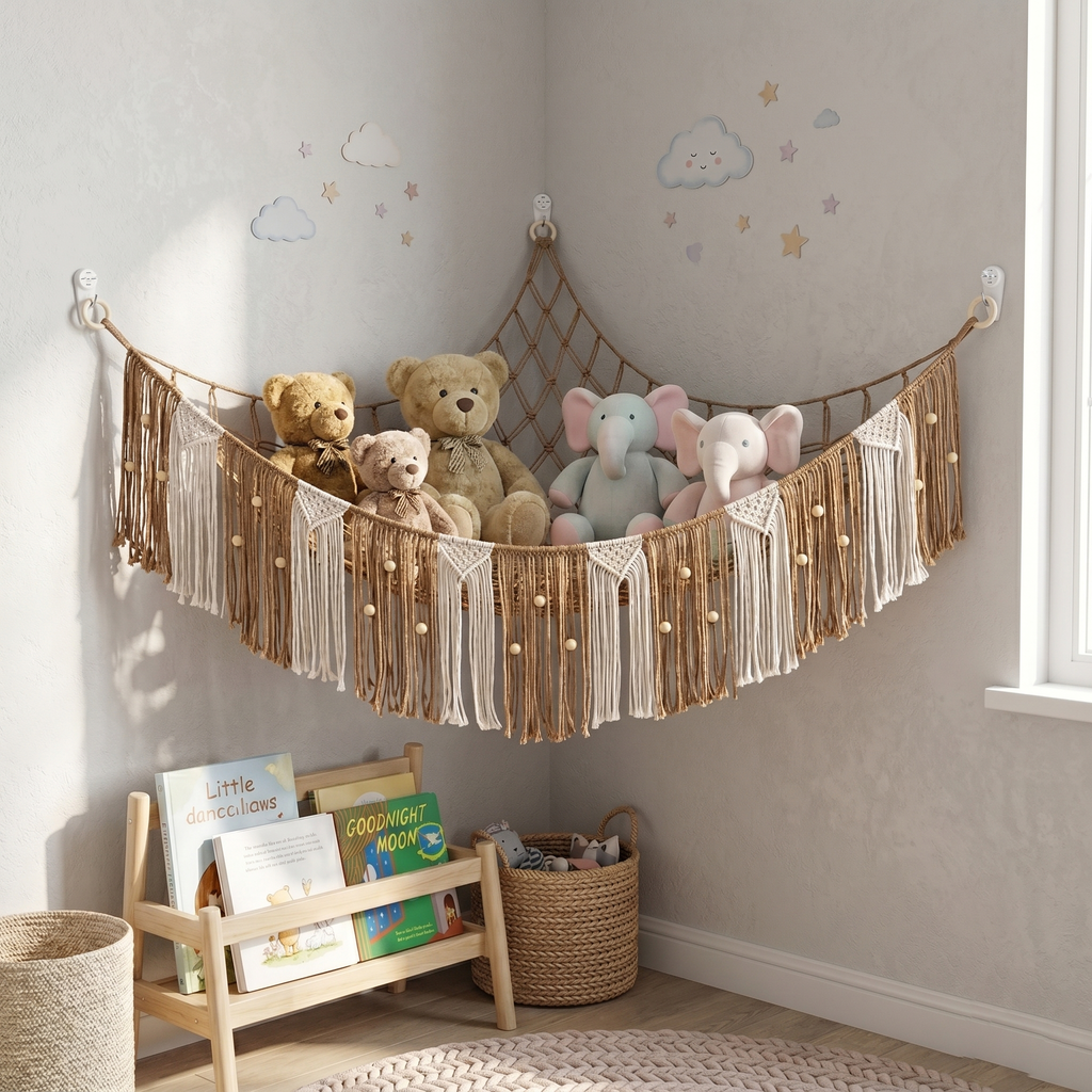 Children's Room Corner Storage Mesh Net
