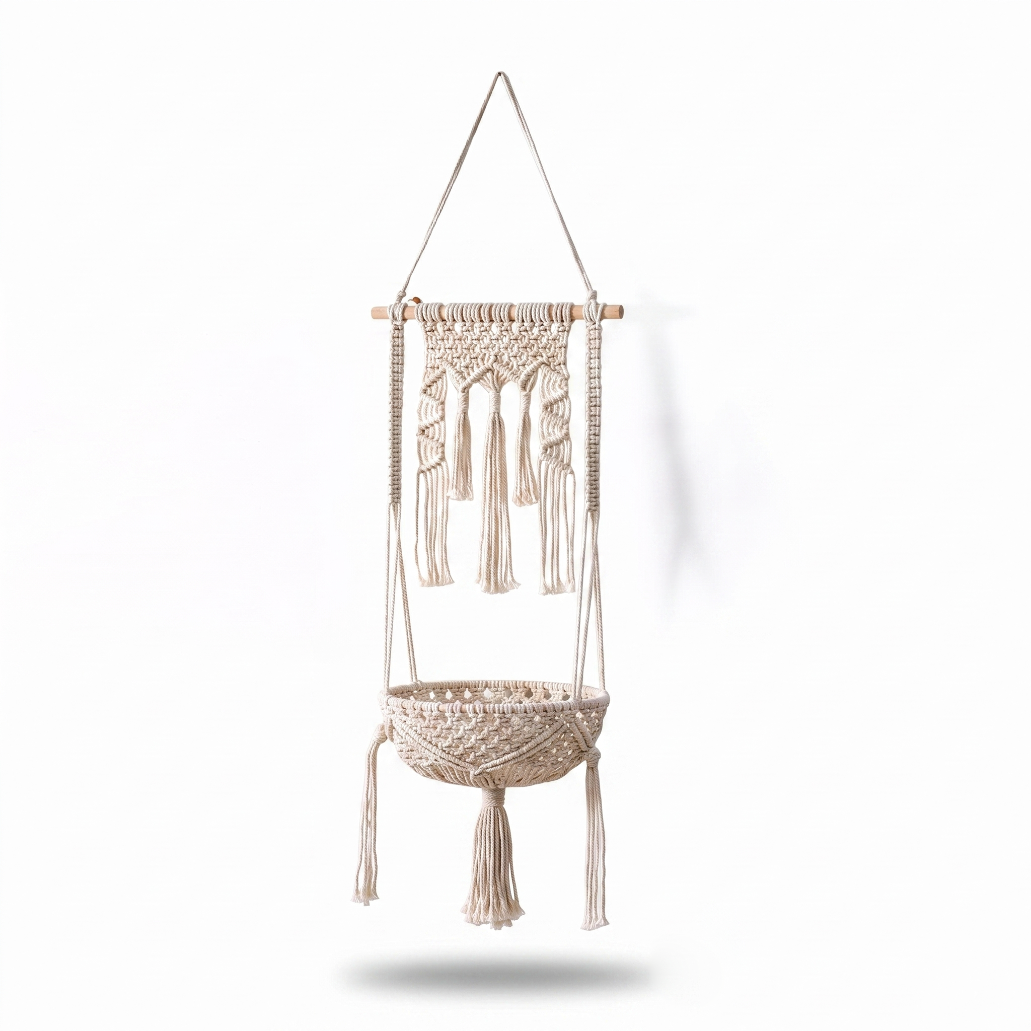 Hand-woven wall-mounted storage rack