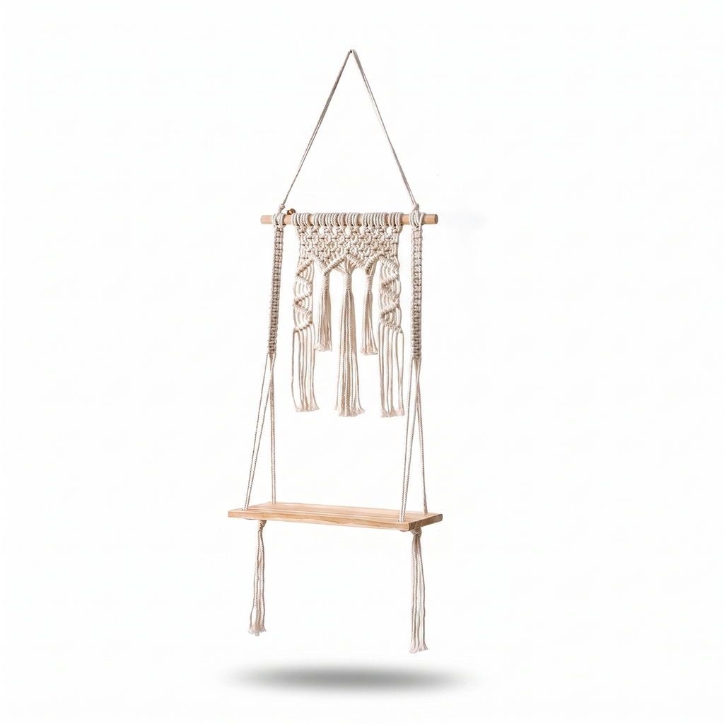 Hand-woven wall-mounted storage rack