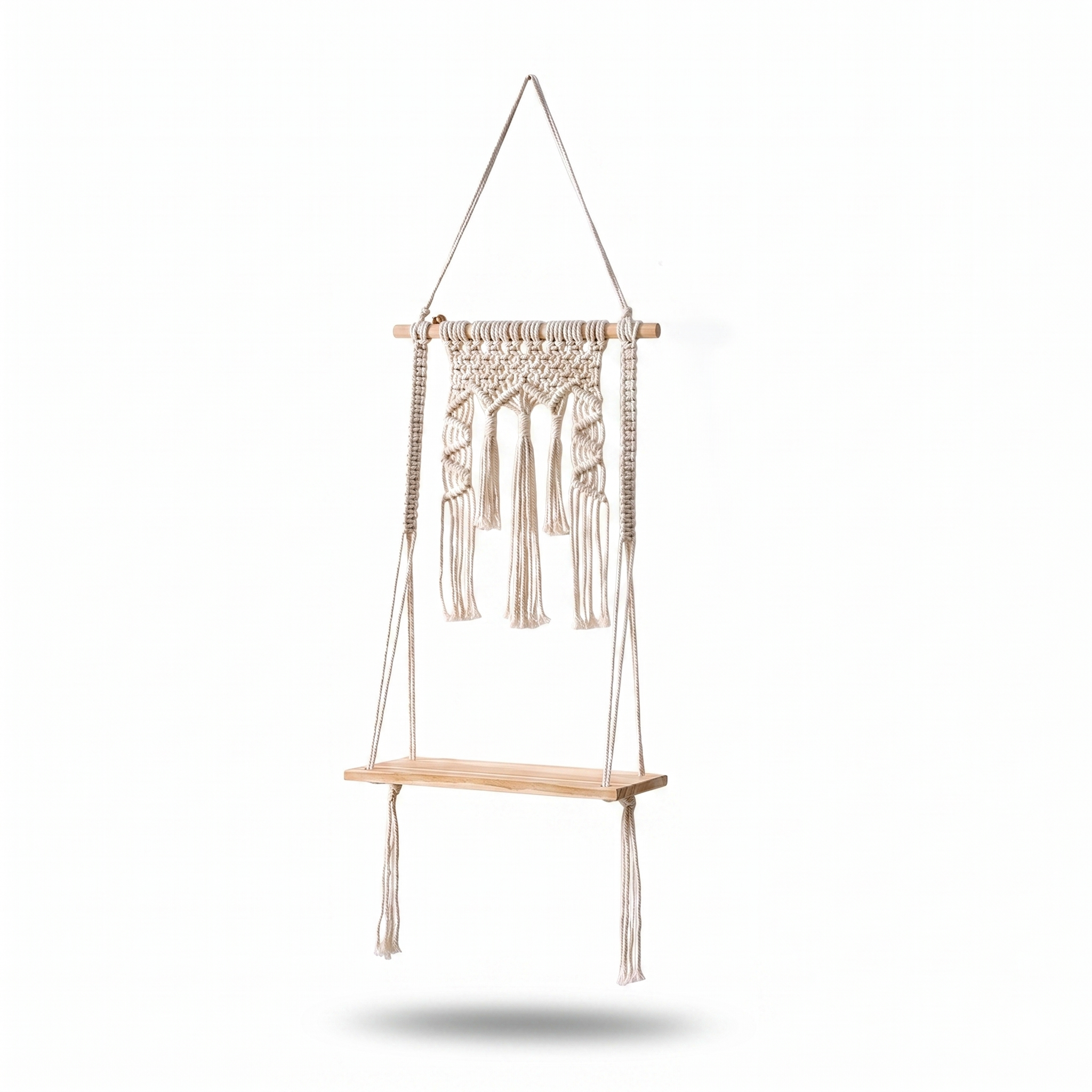 Hand-woven wall-mounted storage rack