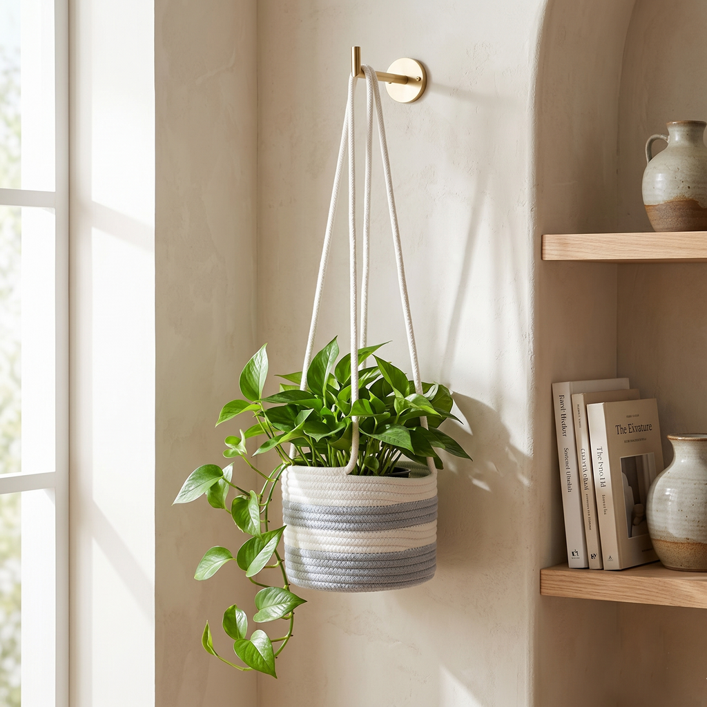Handwoven Cotton Rope Hanging Planter