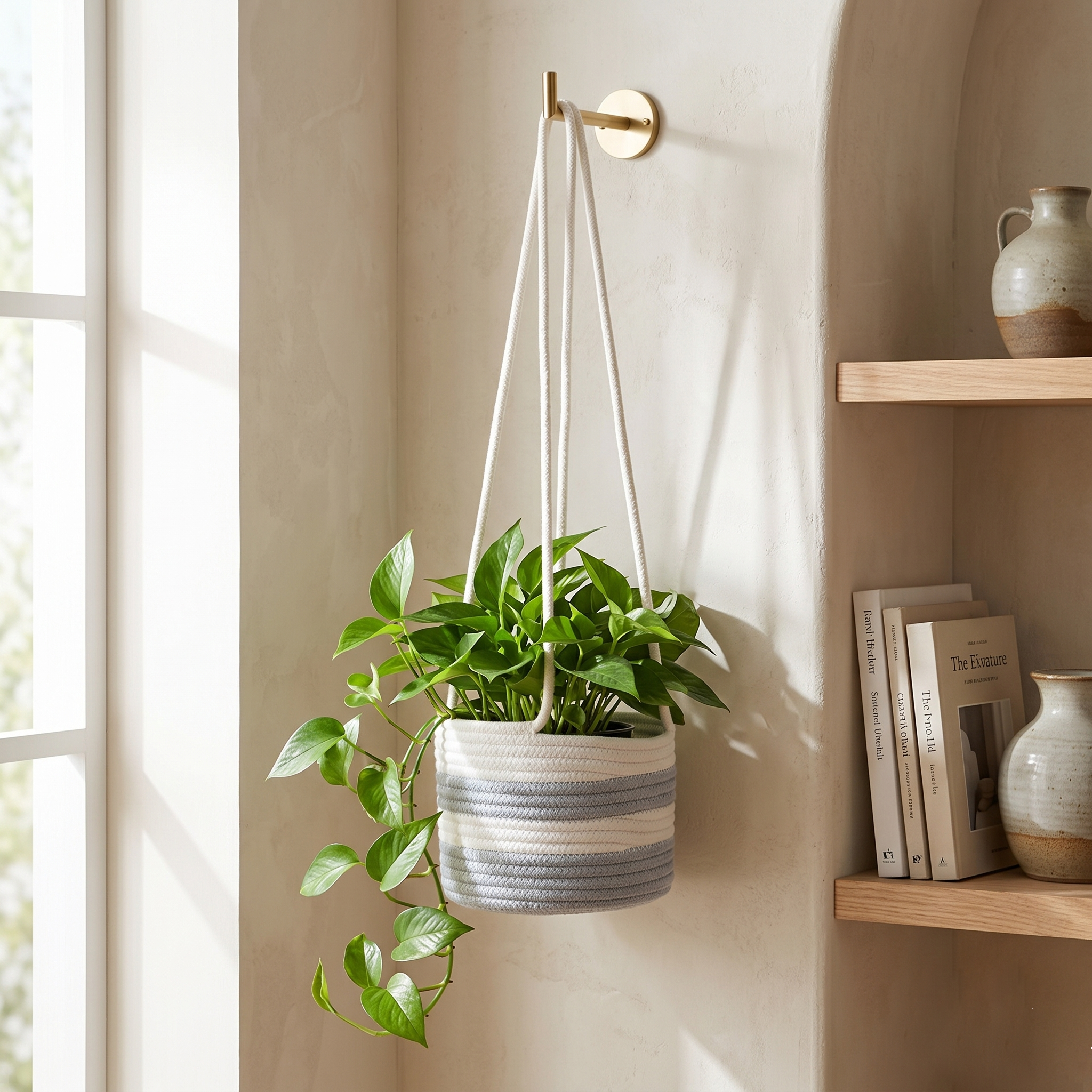 Handwoven Cotton Rope Hanging Planter