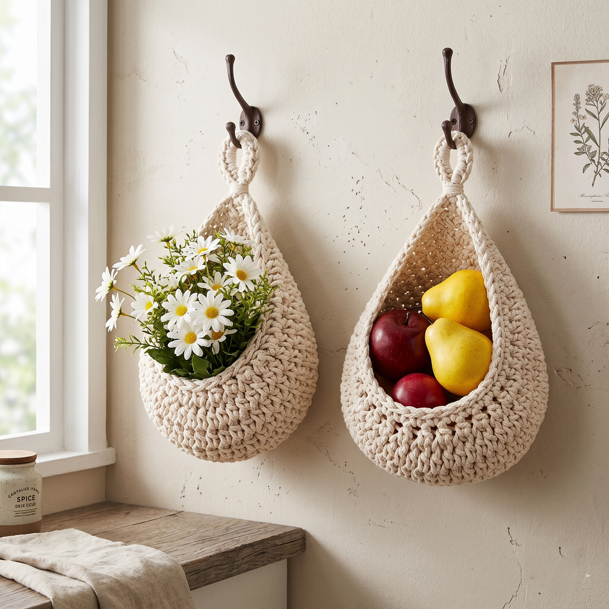 Hand-Woven Hanging Fruit Basket