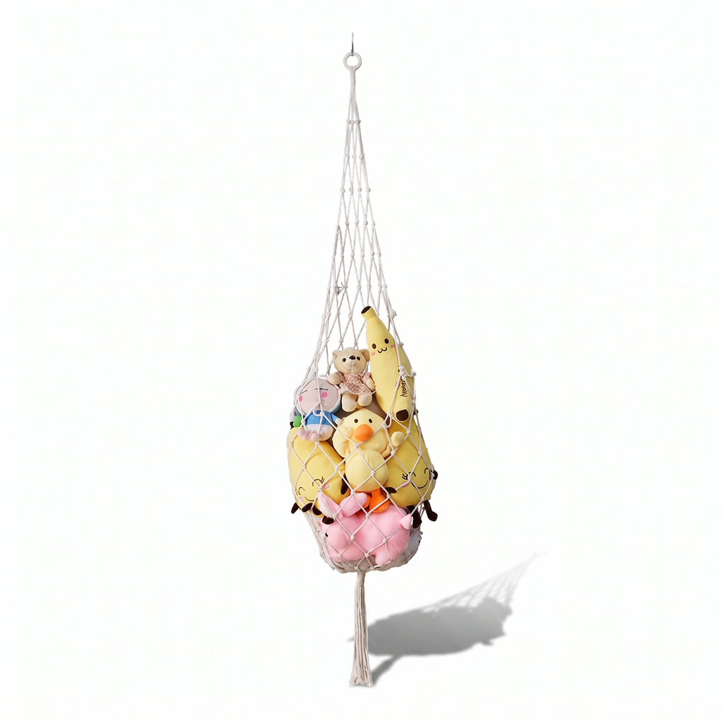 Nordic style hand-woven toy storage net