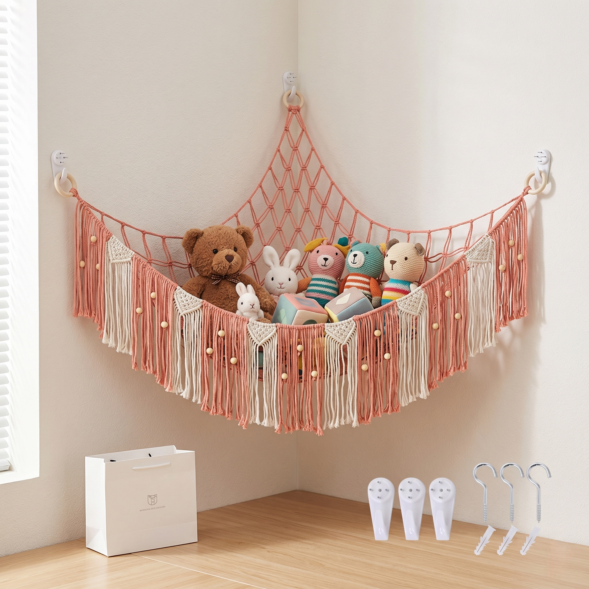 Children's Room Corner Storage Mesh Net