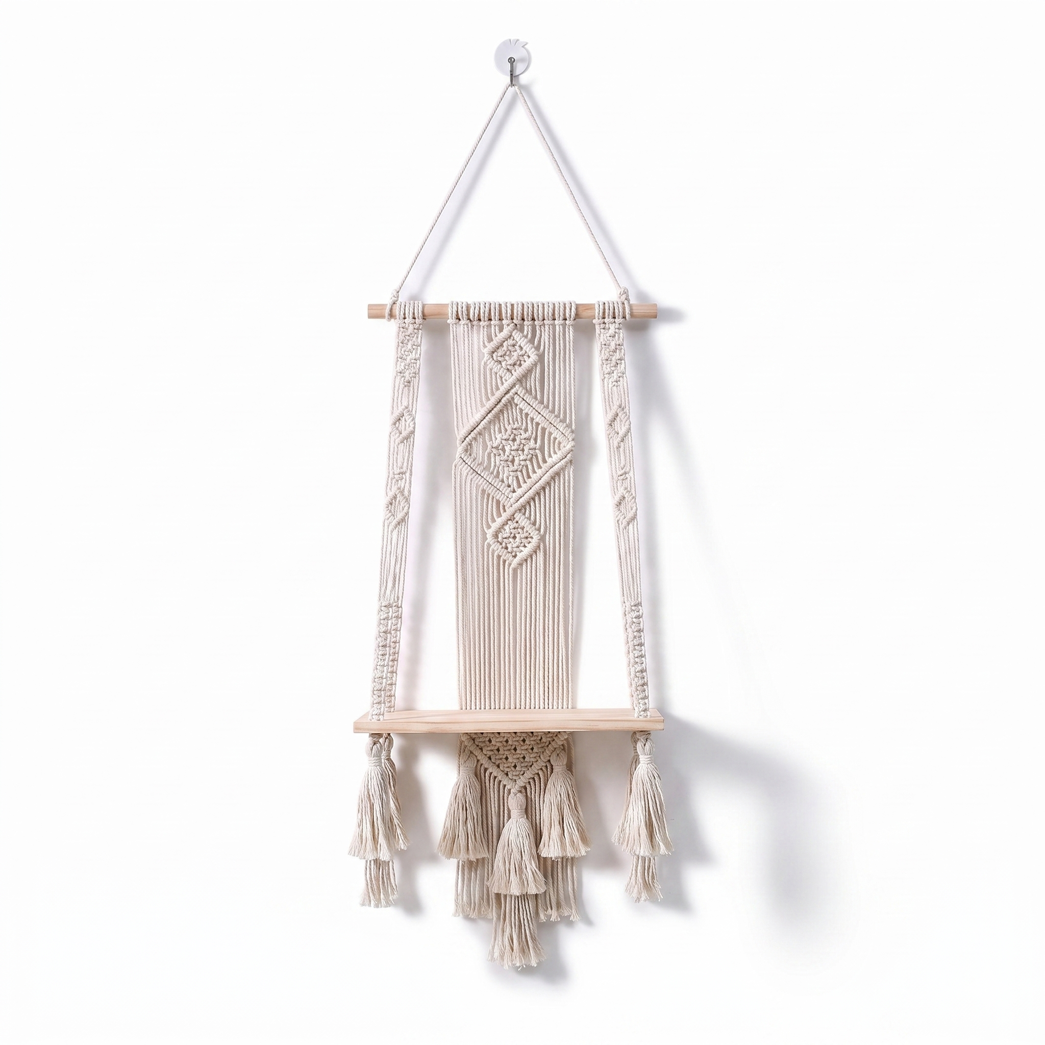 Hand-woven wall-mounted storage rack