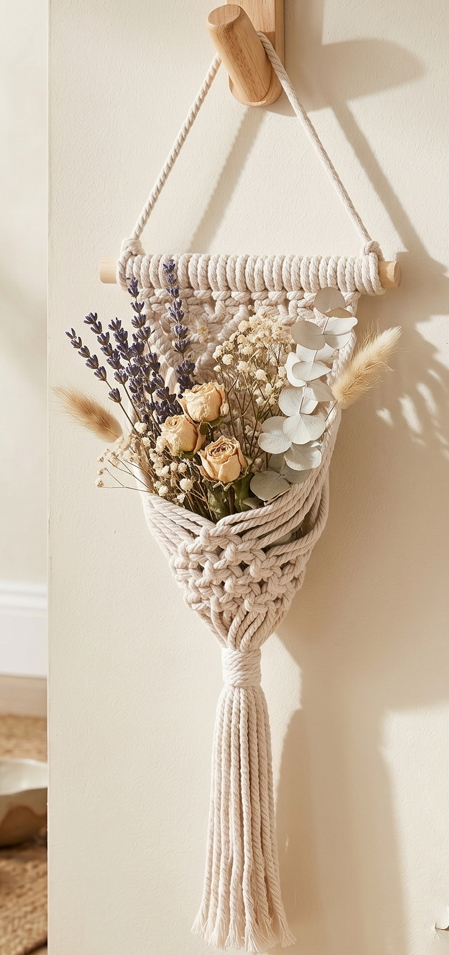 Hand-Woven Decorative Mesh Bag for Dried Flowers