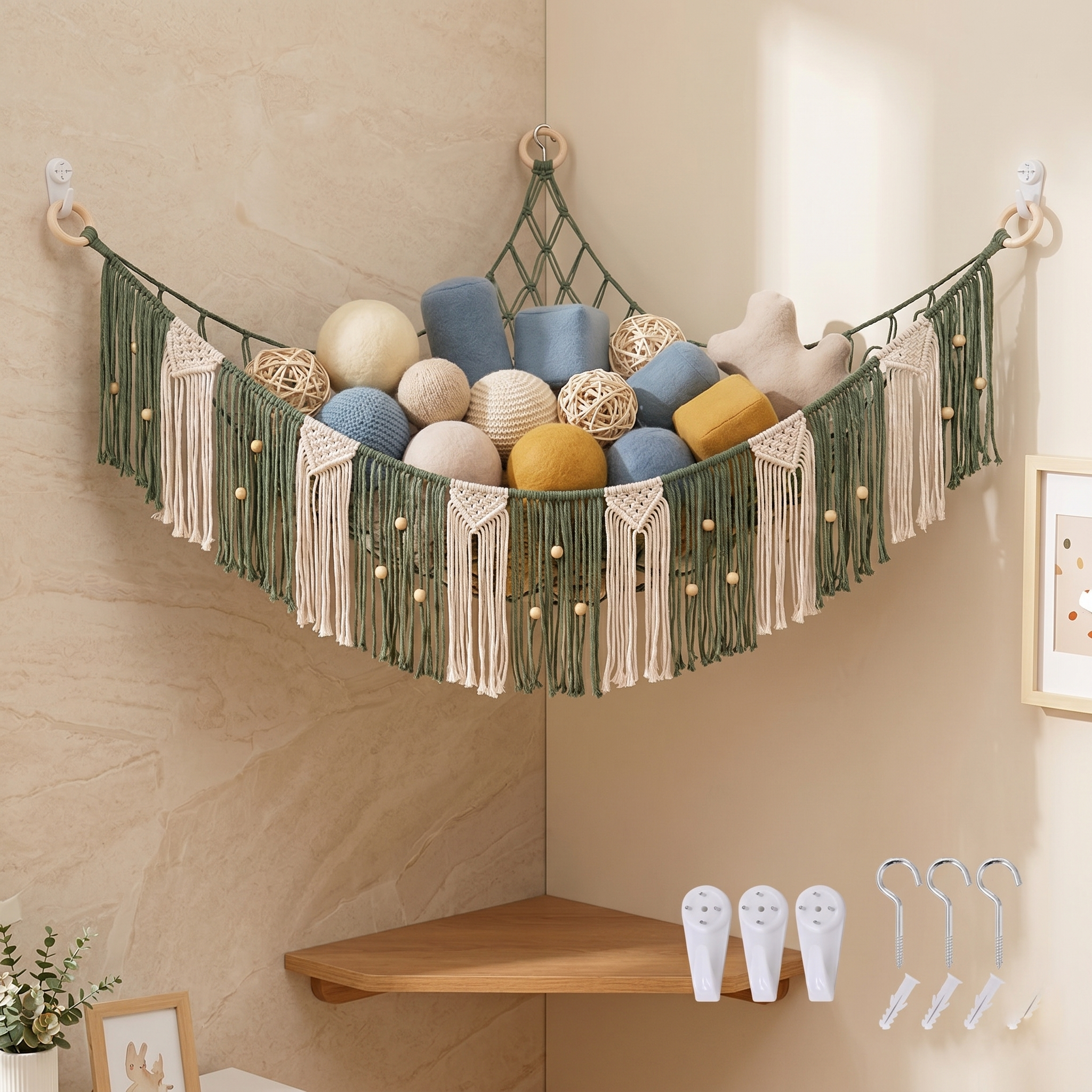 Children's Room Corner Storage Mesh Net