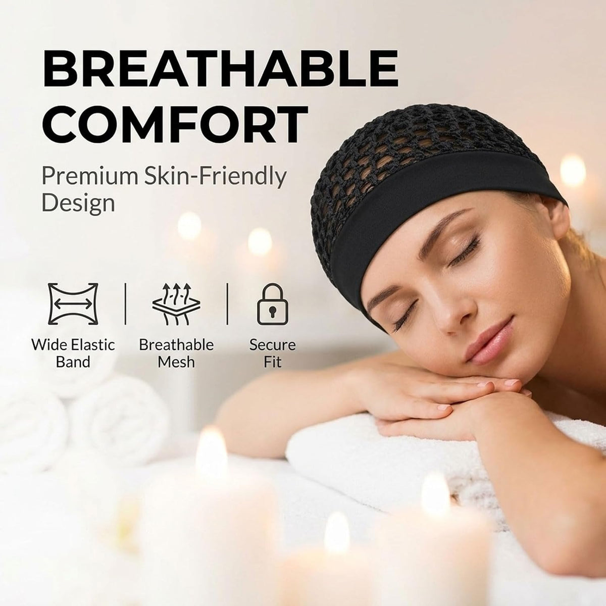 50% OFF — 🌙3-Pack Soft, Stretchy Sleep Bonnets