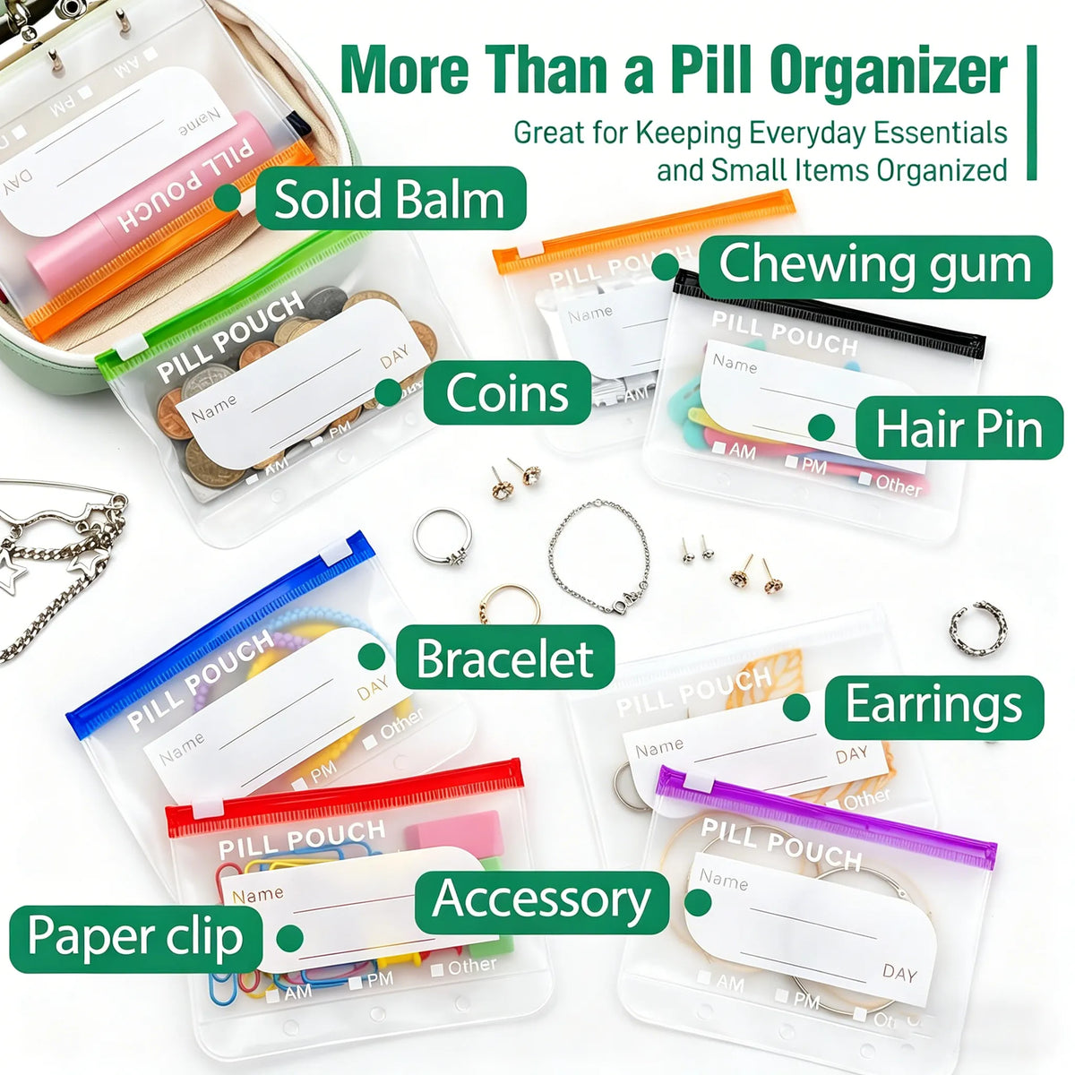 💊 Waterproof Pill Pouch Set – Organize Your Week in Seconds