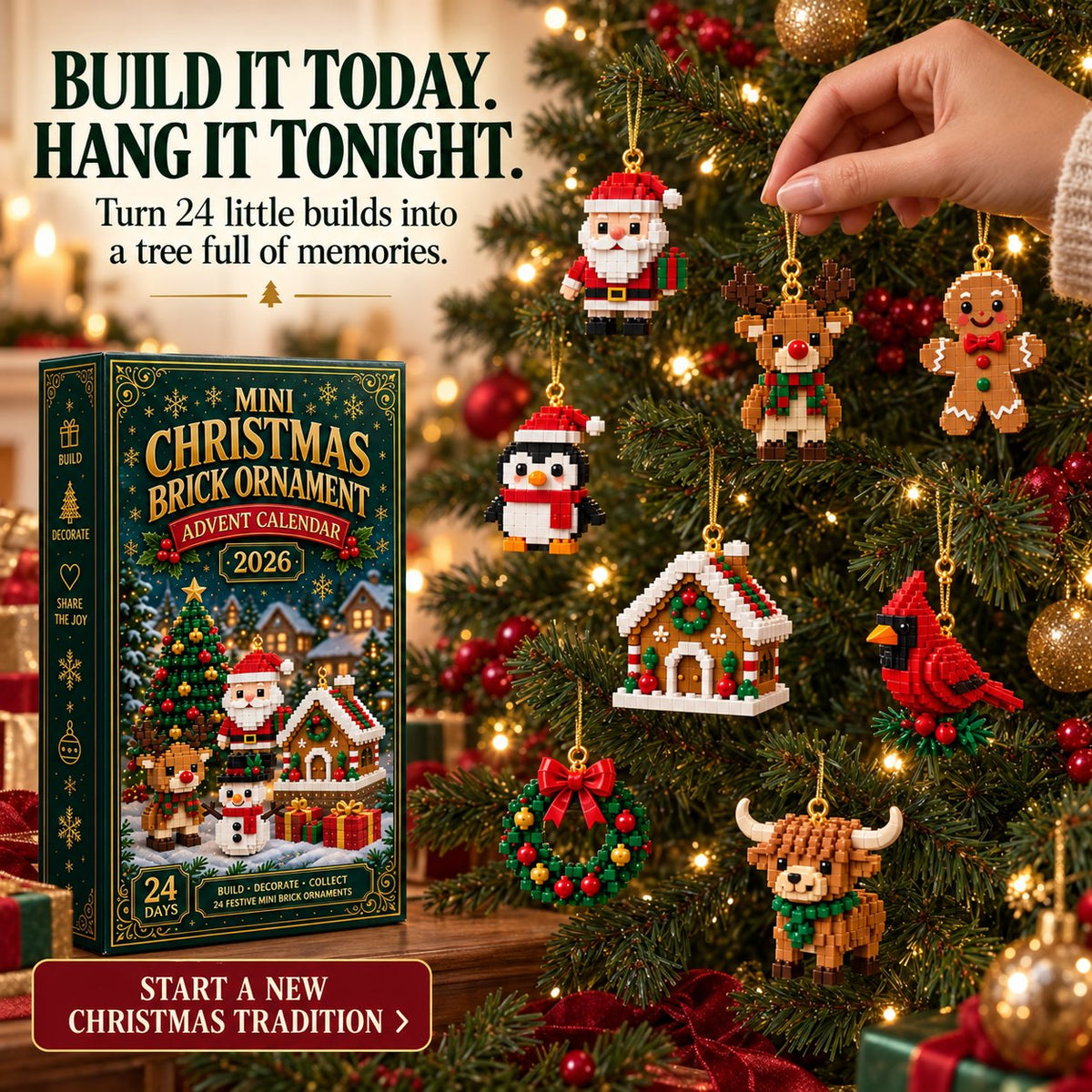 50% OFF 🎄 Build a Little Christmas Magic Every Day—24-Day Brick Advent Calendar