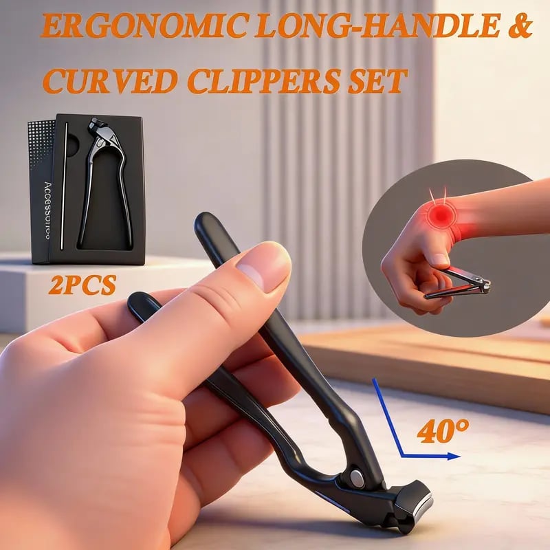 🔥BUY 1 GET 1 FREE✂️ Black Curved Nail Clipper – Ergonomic & Easy for Seniors 🖤