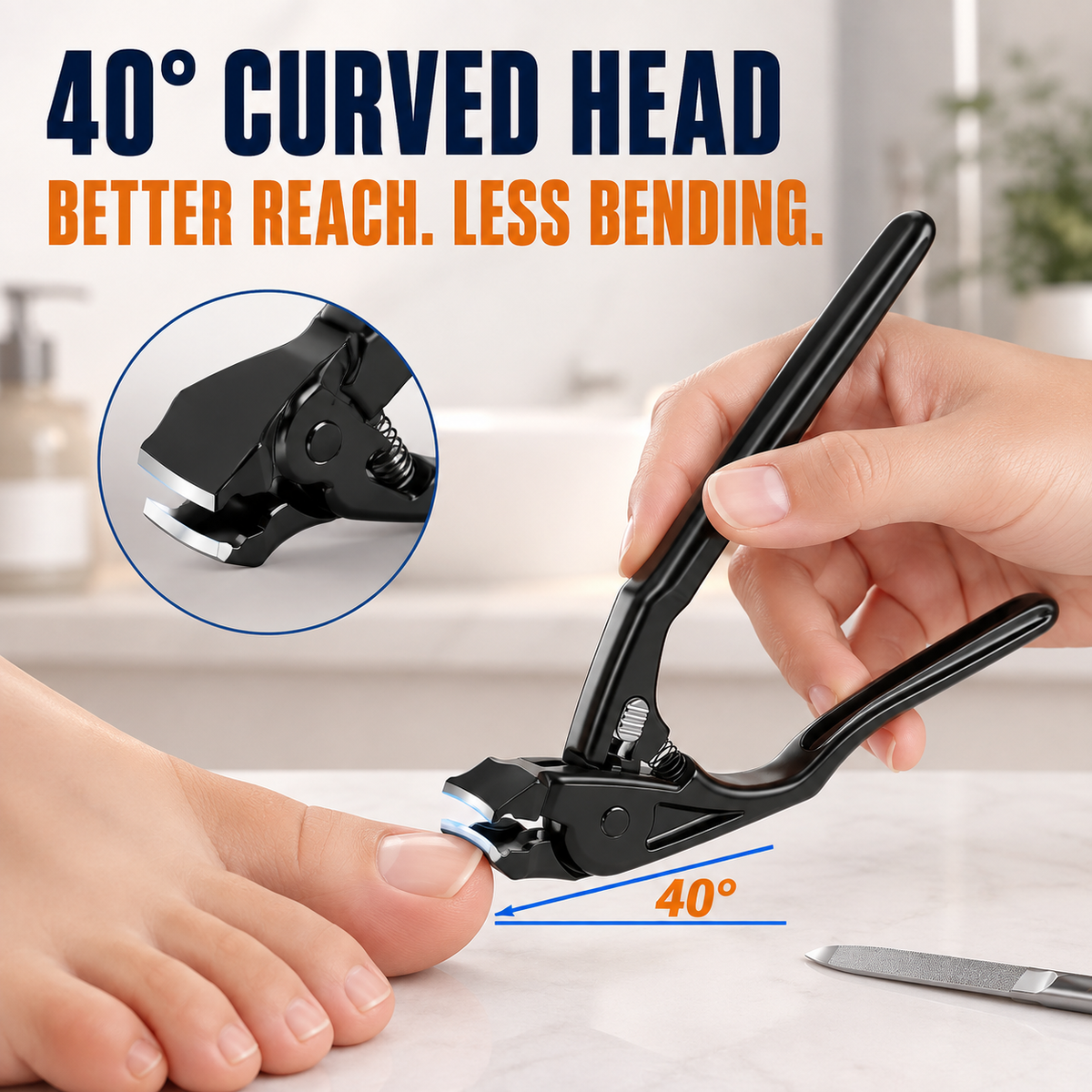 🔥BUY 1 GET 1 FREE✂️ Black Curved Nail Clipper – Ergonomic & Easy for Seniors 🖤