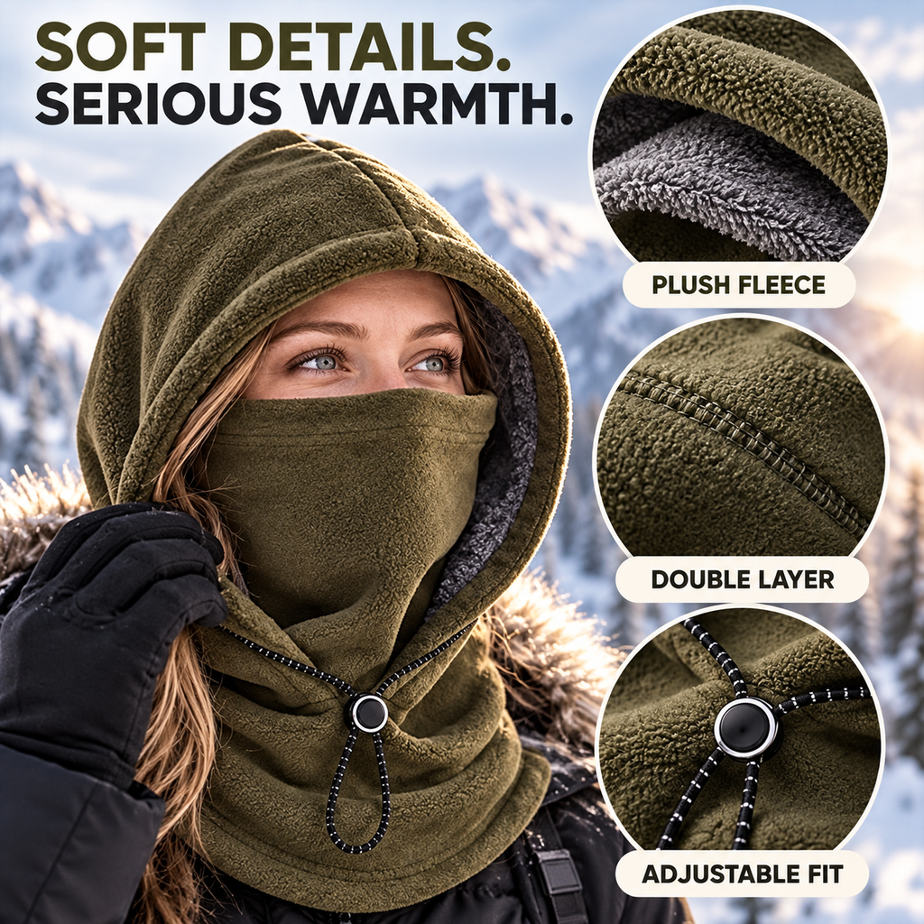3-in-1 Thermal Fleece Hood for Full Winter Protection 🧣